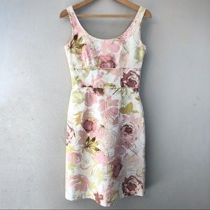 Ann Taylor Pastel floral, sleeveless sheath dress. Size 4.